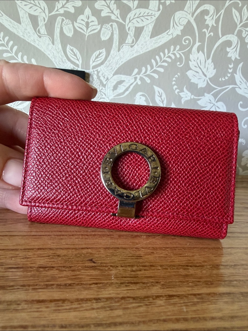 Bvlgari Red leather Key Holder Wallet NWOT
